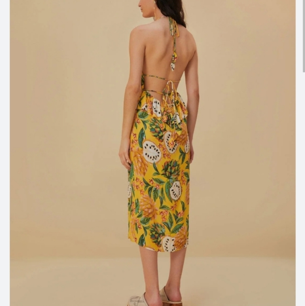 Farm Rio Yellow Biriba Midi Sleeveless Dress - Picture 2 of 16